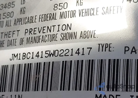 1998 Mazda Protege Dx/Lx z USA, uszkodzony, nr VIN JM1BC1415W0221417